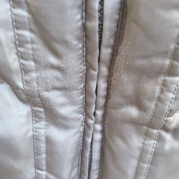 90s Y2K Guess Silver Metallic Satin Down Puffer Jacket Belt - Picture 16 of 16